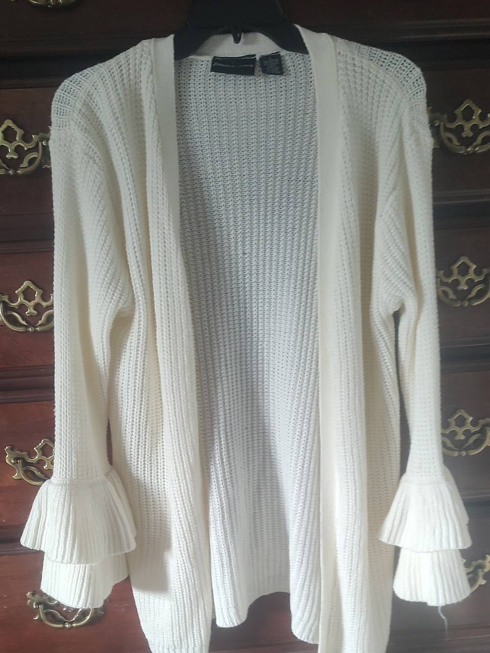 Light Cream Ruffle Cuff Open-Front Cardigan